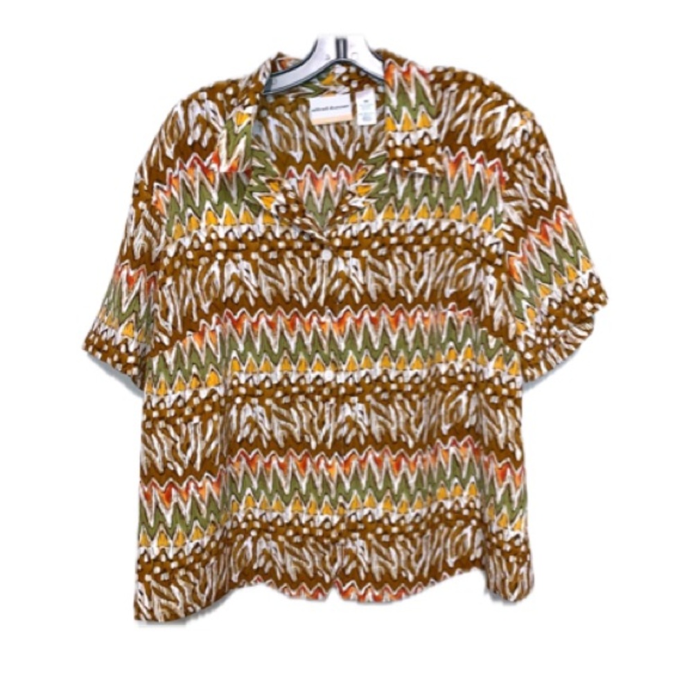 Alfred Dunner Woman 18W Button Down Modern Print Blouse